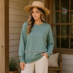 Fortune + Ivy Seafoam Green Soft Knit Long Sleeve Pullover Lounge Top Size S